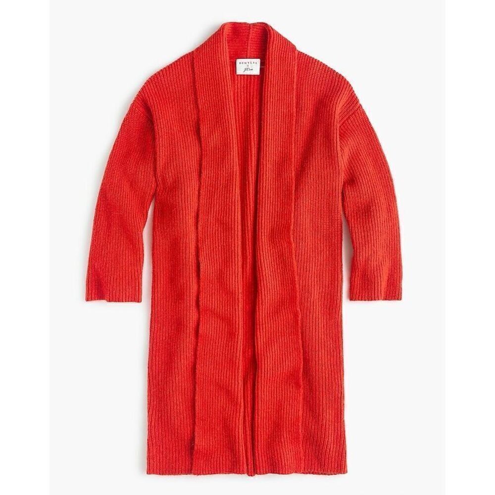 Demylee x J.Crew long open-front cardigan sweater size M Grapefruit Red